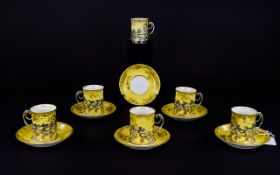 Victorian Period - Very Fine Quality Set of 6 Coffee Cans and Saucers - Set Within a Set of Solid