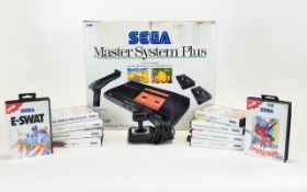 Sega Master System Plus Video Game System In Box Together With 10 Games, Double Dragon, Choplifter,