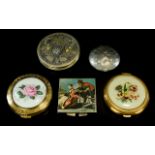 A Collection Of Vintage Compacts Five in total in various designs to include two gold tone and