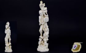 Japanese - Impressive Late 19th / Early 20th Century Well Carved Okimono Ivory Figure Group,