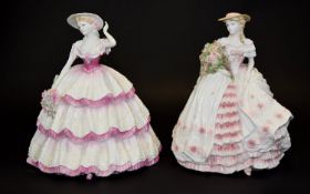 Coalport Ltd and Numbered Edition Hand Painted Bone China Figurines ( 2 ) In Total. Comprises 1/ '