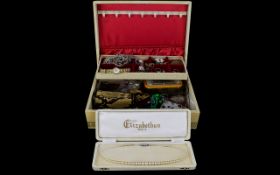 A Vintage Jewellery Box Containing Several Items Of Mixed Costume Jewellery To include,