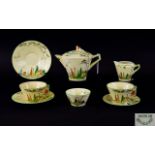 Grimwades Royal Winton Ivory Art Deco Period Hand Painted ( 8 ) Piece Tea For Two - Conical Shaped