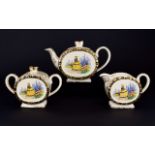 Sadler Three Piece Teaset comprising teapot, water jug and milk jug.