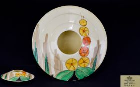 Myott & Son Hand Painted Art Deco Period Flying Saucer Shaped Flower Bowl.