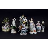 A Collection of 19th Century Hand Painted Porcelain Figures. Various Factories and Subjects ( 7 )