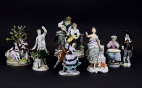 A Collection of 19th Century Hand Painted Porcelain Figures. Various Factories and Subjects ( 7 )