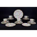 Royal Winton Grimwades (18 ) Piece Tea Service. c.1930's ' Summertime Chintz ' Pattern.