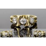 14ct Yellow Gold Set 3 Stone Diamond Dress Ring. The Diamonds of Good Colour. Est Diamond Weight