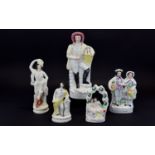 Staffordshire Hand Painted Mid to Late 19th Century Figures and Figure Groups ( 5 ) In Total.