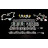 A Collection Of Vintage Mixed Metal Bracelets Eight in total to include crystal set bracelet with