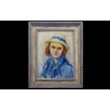 Original Oil On Board By Marguerite Stekke (1886 -1962) Titled 'The White Hat',