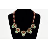 A Hand Made Turkish Statement Necklace Collar necklace with five central stations set with