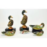 Collection of Six Carved Ducks. Various poses and sizes.