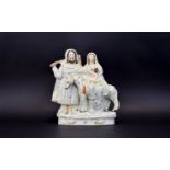 Staffordshire 19th Century Figure Group ' Flight Into Egypt ' c.1870.