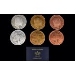 Retro Pattern Coin Collection of Edward VII Proof Crowns ( 3 ) In Silver, Bronze and Copper. Boxed.