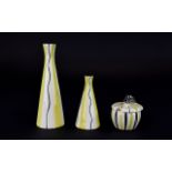 Midwinter Jessie Tait Cruet Set. 4 piece, yellow/black wavy line