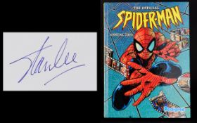 Stan Lee ( Marvel ) Autograph on White Card & Spider man Annual.