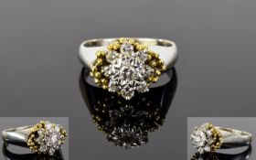 18ct Gold Set Diamond Cluster Ring.