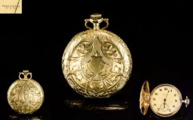 Waltham Antique Period Nice Quality 14ct Gold - Hunter Pocket Watch. The Movement Housed In a