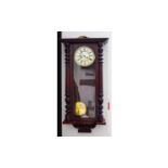 Gustav Becker Mahogany Cased Vienna Wall Clock. c.1880's. with Wood Rod and Pendulum.