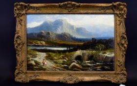 Joseph Wrightson Mcintyre (1841-1897). A Highland Landscape. Oil on canvas. 12'' x 18.25''. Signed