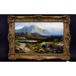 Joseph Wrightson Mcintyre (1841-1897). A Highland Landscape. Oil on canvas. 12'' x 18.25''. Signed