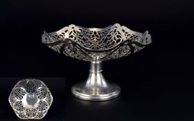 Elizabeth II Silver Open Worked Pedestal Bowl of Good Form.