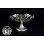 Elizabeth II Silver Open Worked Pedestal Bowl of Good Form.