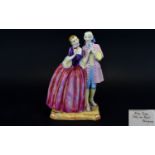 Atlas China Hand Painted Porcelain Figure - Titled ' Romance ' c.1930's. 10 Inches High. Pristine