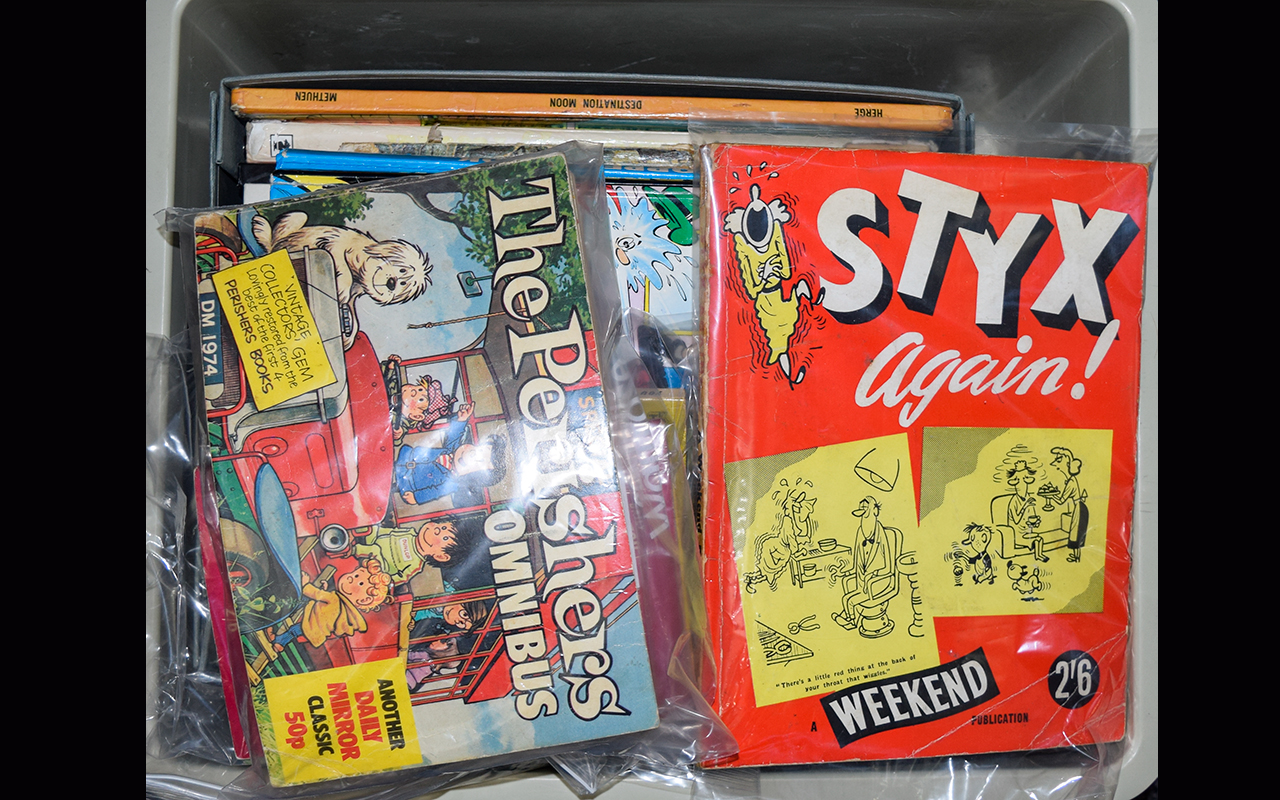 A Varied Assortment of Childrens Books and Hardback Annuals including Topper, Roy of the Rovers,