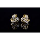 Diamond Baguette Triple Knot Stud Earrings, baguette cut diamonds totalling .