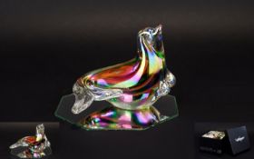 Art Glass Sea Lion Figure Hand blown figure by Svaja, housed in original black presentation box.