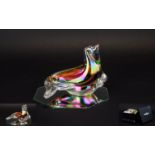 Art Glass Sea Lion Figure Hand blown figure by Svaja, housed in original black presentation box.