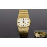 Ladies - Omega 9ct Gold Wrist Watch with Integral 9ct Gold Mesh Bracelet. c.1970's. Fully