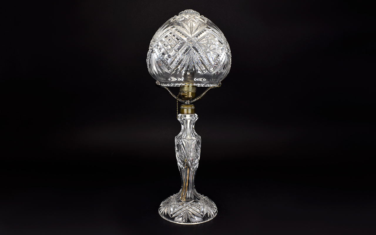 Art Deco Period Cut Glass Table Lamp of