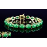 Chinese Green Jade Tennis Bracelet, 40ct