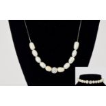 Ladies Pearl And Crystal Bead Necklace A