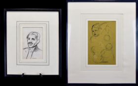 Two Framed Pencil Drawings By Philip Nav