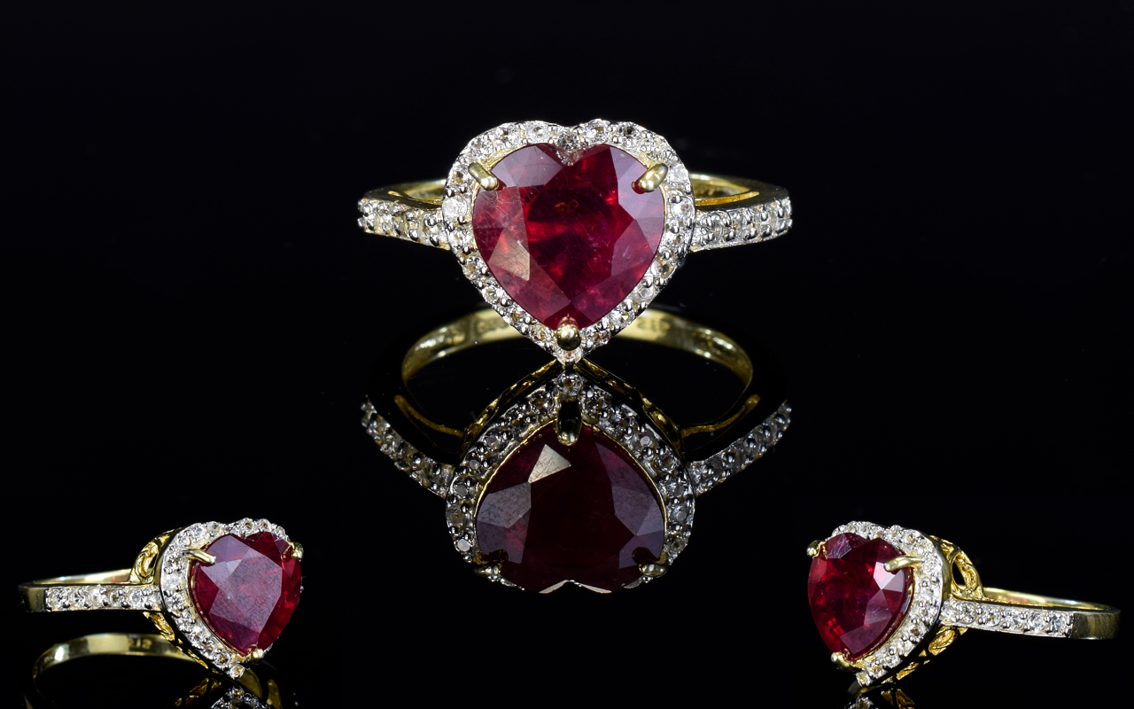 Ruby Solitaire and Natural White Zircon