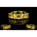 Citrine Five Stone Band Ring, five squar