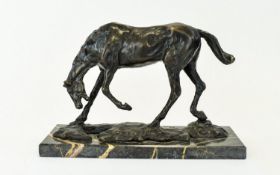 Museum of Fine Arts - Boston Cast Bronze Horse Figure After Edgar Degas 1834 - 1917. Titled '