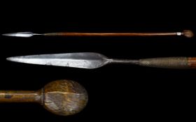 A Zulu Warriors Short Stabbing Spear (Assegai) With Knobkerrie From The 2nd Zulu - Anglo Wars An