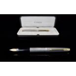 Parker 75 Sterling Silver Fountain Pen. Made In USA, Marked Sterling Silver to Middle Band.