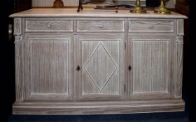 A Large Contemporary Shabby Chic Style Sideboard Large sideboard with grained grey wash effect.