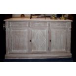 A Large Contemporary Shabby Chic Style Sideboard Large sideboard with grained grey wash effect.