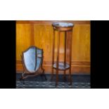 Antique Mahogany Plant Stand And Mahogany Shield Shaped Dressing Table Mirror Tall Jardiniere of