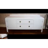 White Painted Wood Sideboard with two long drawers to centre and cupboard space to either side.