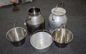 Fullwood stainless steel milk churn + 1 Other. Together With Three Large Bowls