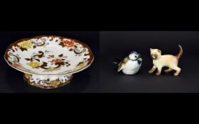 Two Ceramic Figures including Goebel Sparrow and Slyvac Kitten both approx 3 inches in height and